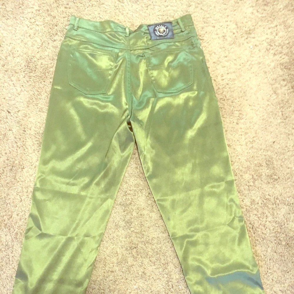Women’s green Versace satin jeans